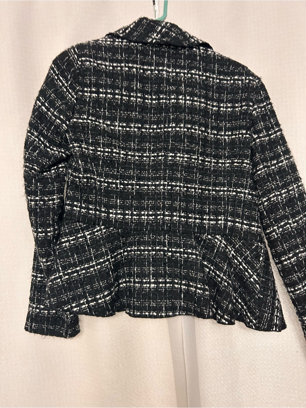 Jones New York Black & White Tweed Peplum Blazer
